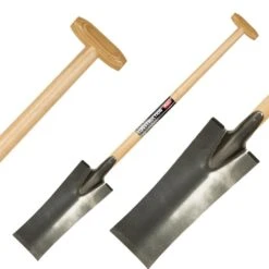 Bêche Terrassière Et D'arrachage Professionnelle D'acier Poli Et Au Manche En Bois De Frêne Polet